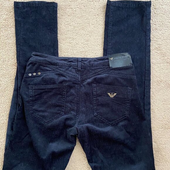Armani Jeans corduroy straight pants navy Sz 26 - Picture 1 of 12